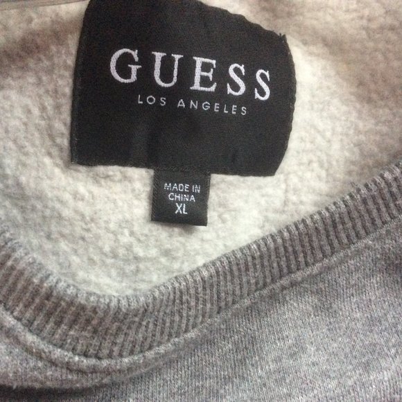 GUESS Long Sleeve Iconic Embossed Triangle Logo Grey Side Zip Sweatshirt Size XL - Picture 3 of 7